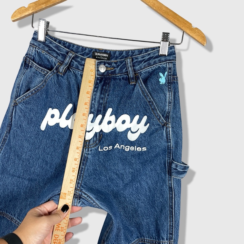 Playboy PacSun Carpenter Jeans Womens 26 Blue Y2K Streetwear Skater Graphic - Picture 5 of 8